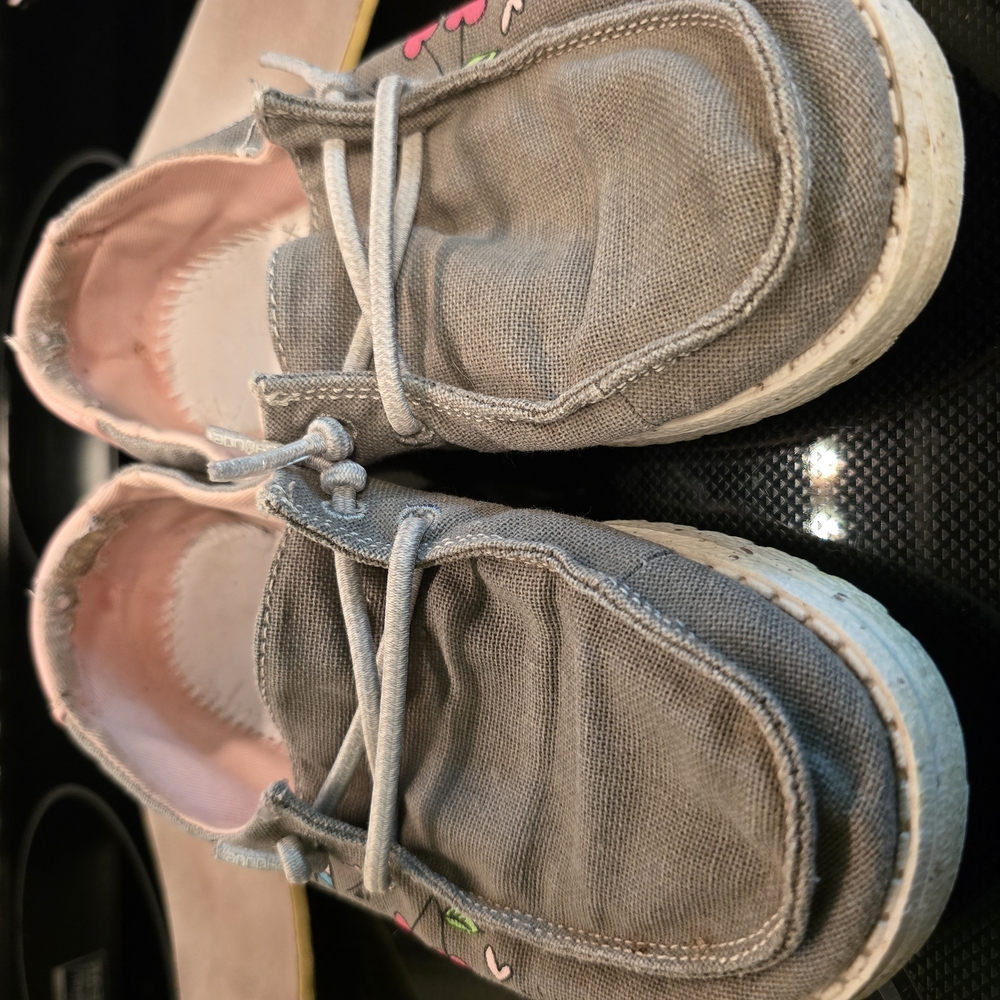 Gray & Pink Kids Shoes wi